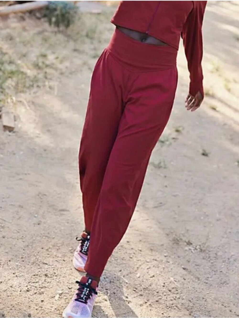 NWT Free People Never Better Structured Sweatpants in Crimson